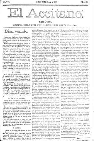 'El accitano  : periódico científico, literario y de intereses generales de Guadix y su partido' - Año VIII Número 335  - 1898 marzo 23