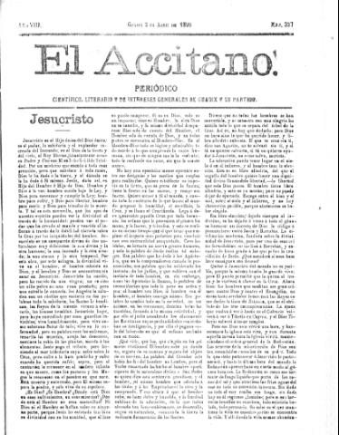 'El accitano  : periódico científico, literario y de intereses generales de Guadix y su partido' - Año VIII Número 337  - 1898 abril 3