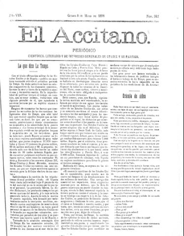 'El accitano  : periódico científico, literario y de intereses generales de Guadix y su partido' - Año VIII Número 342  - 1898 mayo 8