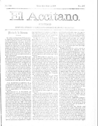 'El accitano  : periódico científico, literario y de intereses generales de Guadix y su partido' - Año VIII Número 347  - 1898 junio 12