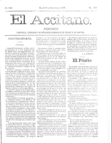 'El accitano  : periódico científico, literario y de intereses generales de Guadix y su partido' - Año VIII Número 360  - 1898 septiembre 11