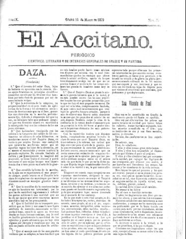 'El accitano  : periódico científico, literario y de intereses generales de Guadix y su partido' - Año IX Número 379  - 1899 marzo 16