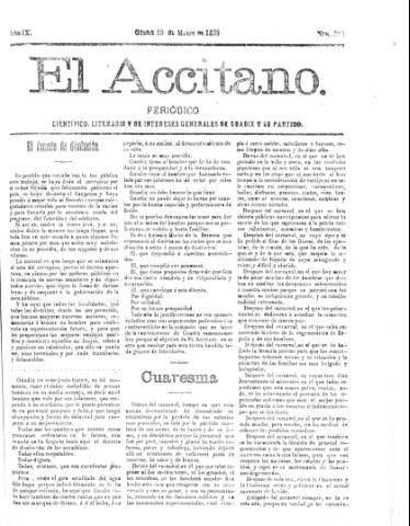 'El accitano  : periódico científico, literario y de intereses generales de Guadix y su partido' - Año IX Número 380  - 1899 marzo 19