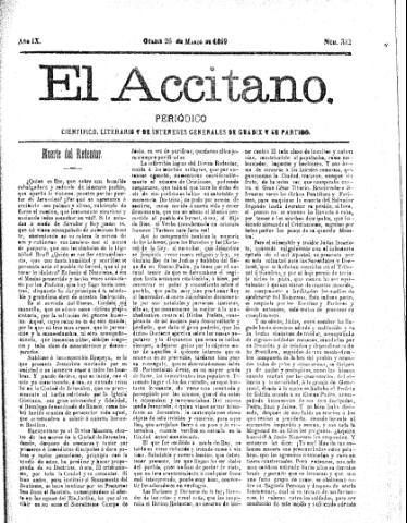 'El accitano  : periódico científico, literario y de intereses generales de Guadix y su partido' - Año IX Número 382  - 1899 marzo 26
