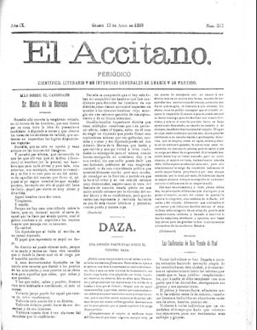 'El accitano  : periódico científico, literario y de intereses generales de Guadix y su partido' - Año IX Número 387  - 1899 abril 13
