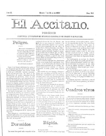 'El accitano  : periódico científico, literario y de intereses generales de Guadix y su partido' - Año IX Número 393  - 1899 mayo 7