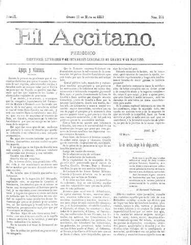 'El accitano  : periódico científico, literario y de intereses generales de Guadix y su partido' - Año IX Número 394  - 1899 mayo 21