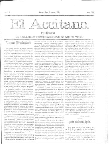 'El accitano  : periódico científico, literario y de intereses generales de Guadix y su partido' - Año IX Número 398  - 1899 julio 2