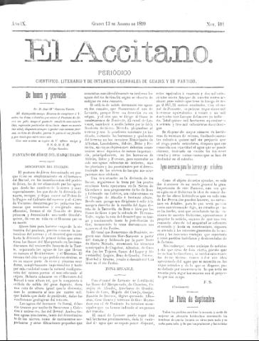 'El accitano  : periódico científico, literario y de intereses generales de Guadix y su partido' - Año IX Número 404  - 1899 agosto 13