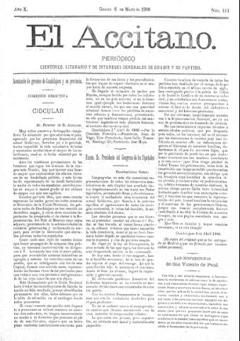 'El accitano  : periódico científico, literario y de intereses generales de Guadix y su partido' - Año X Número 441  - 1900 mayo 6