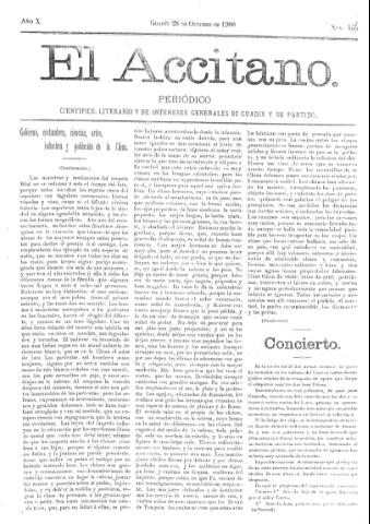 'El accitano  : periódico científico, literario y de intereses generales de Guadix y su partido' - Año X Número 465  - 1900 octubre 28