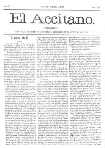 'El accitano  : periódico científico, literario y de intereses generales de Guadix y su partido' - Año XI Número 474  - 1901 enero 6