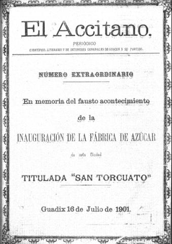 'El accitano  : periódico científico, literario y de intereses generales de Guadix y su partido' - Año XI Número Extra  - 1901 julio 16