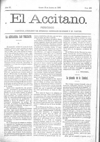 'El accitano  : periódico científico, literario y de intereses generales de Guadix y su partido' - Año XI Número 502  - 1901 agosto 18