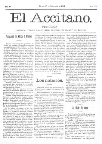 'El accitano  : periódico científico, literario y de intereses generales de Guadix y su partido' - Año XI Número 514  - 1901 noviembre 17