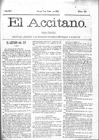 'El accitano  : periódico científico, literario y de intereses generales de Guadix y su partido' - Año XIV Número 621  - 1904 enero 7