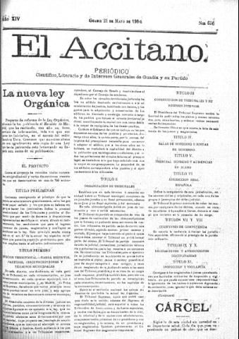'El accitano  : periódico científico, literario y de intereses generales de Guadix y su partido' - Año XIV Número 636  - 1904 mayo 21