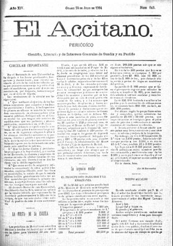 'El accitano  : periódico científico, literario y de intereses generales de Guadix y su partido' - Año XIV Número 643  - 1904 julio 24