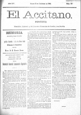 'El accitano  : periódico científico, literario y de intereses generales de Guadix y su partido' - Año XIV Número 657  - 1904 diciembre 25