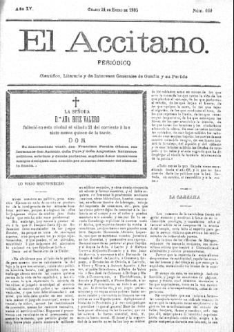 'El accitano  : periódico científico, literario y de intereses generales de Guadix y su partido' - Año XV Número 660  - 1905 enero 24