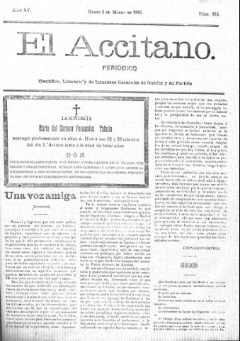 'El accitano  : periódico científico, literario y de intereses generales de Guadix y su partido' - Año XV Número 664  - 1905 marzo 5