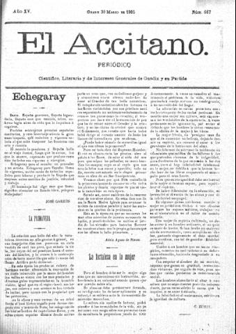 'El accitano  : periódico científico, literario y de intereses generales de Guadix y su partido' - Año XV Número 667  - 1905 marzo 30