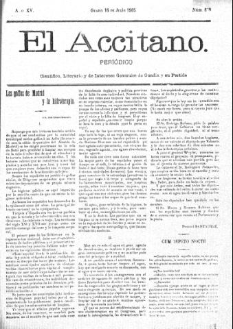 'El accitano  : periódico científico, literario y de intereses generales de Guadix y su partido' - Año XV Número 678  - 1905 julio 16