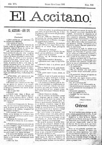 'El accitano  : periódico científico, literario y de intereses generales de Guadix y su partido' - Año XVI Número 699  - 1906 enero 14