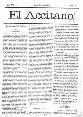 'El accitano  : periódico científico, literario y de intereses generales de Guadix y su partido' - Año XVI Número 701  - 1906 enero 28