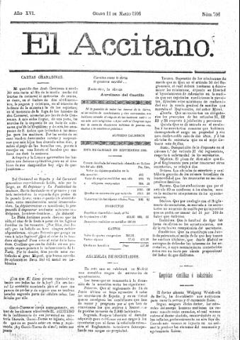 'El accitano  : periódico científico, literario y de intereses generales de Guadix y su partido' - Año XVI Número 706  - 1906 marzo 11