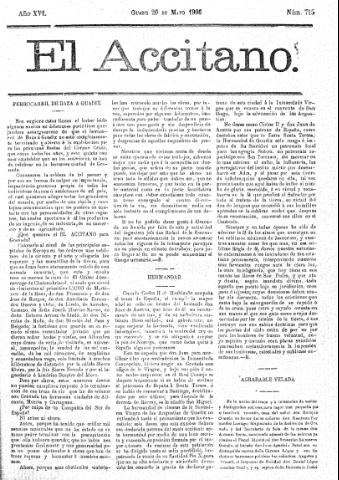 'El accitano  : periódico científico, literario y de intereses generales de Guadix y su partido' - Año XVI Número 715  - 1906 mayo 20