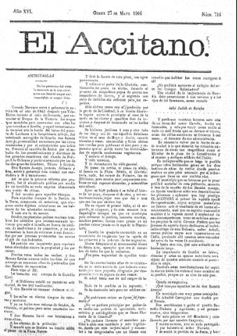 'El accitano  : periódico científico, literario y de intereses generales de Guadix y su partido' - Año XVI Número 716  - 1906 mayo 27