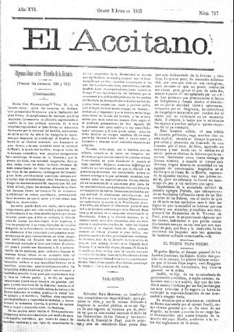 'El accitano  : periódico científico, literario y de intereses generales de Guadix y su partido' - Año XVI Número 717  - 1906 junio 3