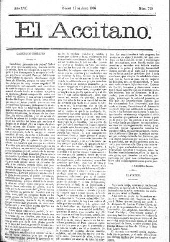 'El accitano  : periódico científico, literario y de intereses generales de Guadix y su partido' - Año XVI Número 719  - 1906 junio 17