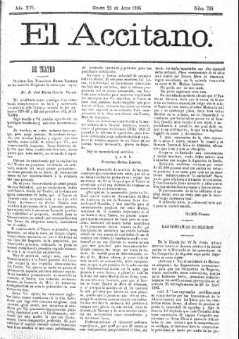 'El accitano  : periódico científico, literario y de intereses generales de Guadix y su partido' - Año XVI Número 724  - 1906 julio 22
