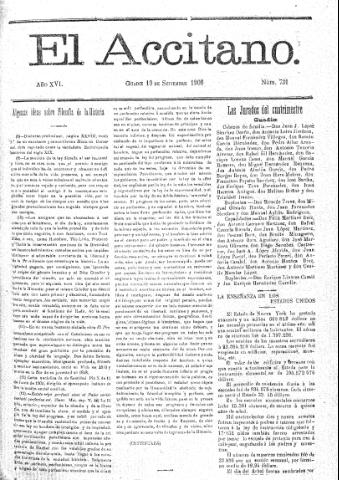 'El accitano  : periódico científico, literario y de intereses generales de Guadix y su partido' - Año XVI Número 731  - 1906 septiembre 19