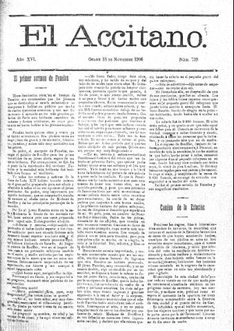 'El accitano  : periódico científico, literario y de intereses generales de Guadix y su partido' - Año XVI Número 739  - 1906 noviembre 18