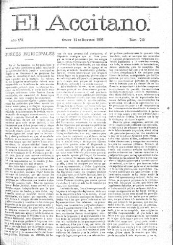 'El accitano  : periódico científico, literario y de intereses generales de Guadix y su partido' - Año XVI Número 742  - 1906 diciembre 14