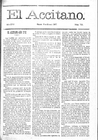 'El accitano  : periódico científico, literario y de intereses generales de Guadix y su partido' - Año XVII Número 745  - 1907 enero 6