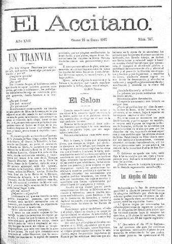 'El accitano  : periódico científico, literario y de intereses generales de Guadix y su partido' - Año XVII Número 747  - 1907 enero 24