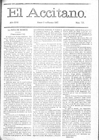 'El accitano  : periódico científico, literario y de intereses generales de Guadix y su partido' - Año XVII Número 748  - 1907 febrero 3