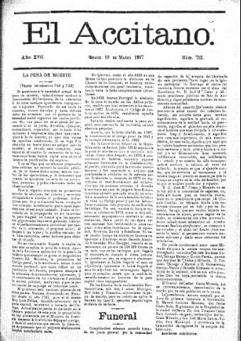 'El accitano  : periódico científico, literario y de intereses generales de Guadix y su partido' - Año XVII Número 752  - 1907 marzo 10