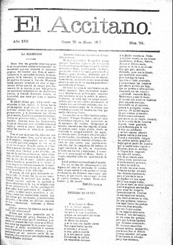'El accitano  : periódico científico, literario y de intereses generales de Guadix y su partido' - Año XVII Número 754  - 1907 marzo 28
