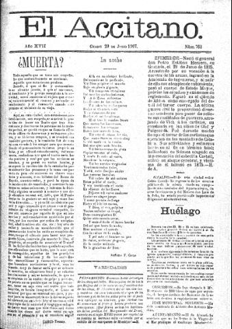'El accitano  : periódico científico, literario y de intereses generales de Guadix y su partido' - Año XVII Número 762  - 1907 junio 29