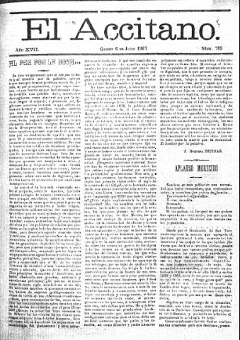 'El accitano  : periódico científico, literario y de intereses generales de Guadix y su partido' - Año XVII Número 763  - 1907 julio 6