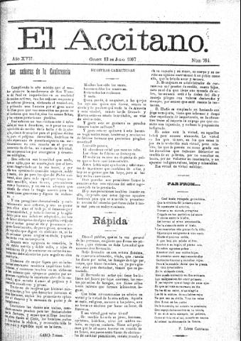 'El accitano  : periódico científico, literario y de intereses generales de Guadix y su partido' - Año XVII Número 764  - 1907 julio 13