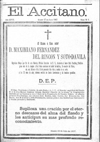 'El accitano  : periódico científico, literario y de intereses generales de Guadix y su partido' - Año XVII Número 766  - 1907 julio 27