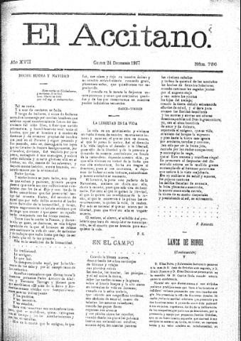 'El accitano  : periódico científico, literario y de intereses generales de Guadix y su partido' - Año XVII Número 786  - 1907 diciembre 24