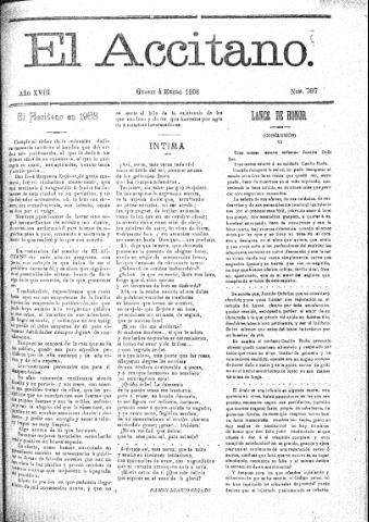 'El accitano  : periódico científico, literario y de intereses generales de Guadix y su partido' - Año XVIII Número 787  - 1908 enero 4