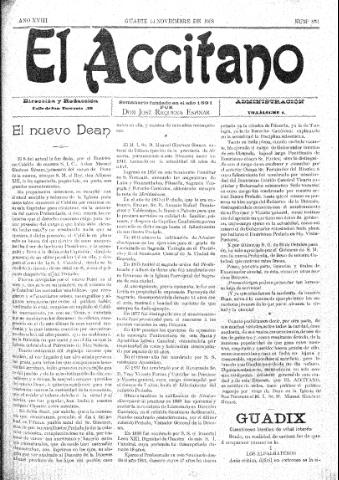 'El accitano  : periódico científico, literario y de intereses generales de Guadix y su partido' - Año XVIII Número 831  - 1908 noviembre 14